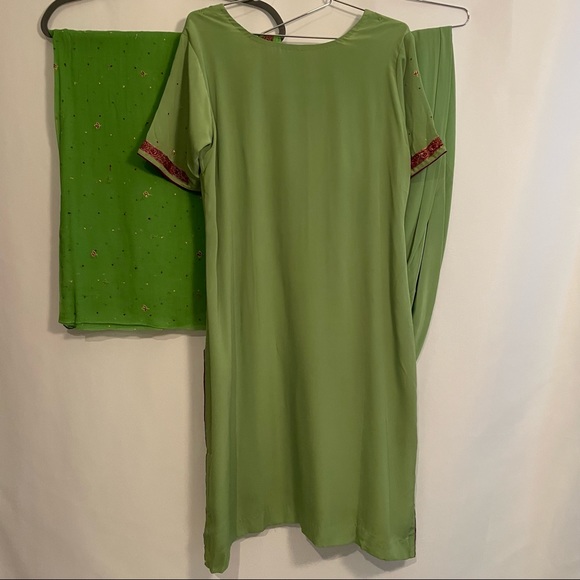 Lime Green Salwar Kameez Indian 3-Piece Set – Size 44 - Picture 9 of 10
